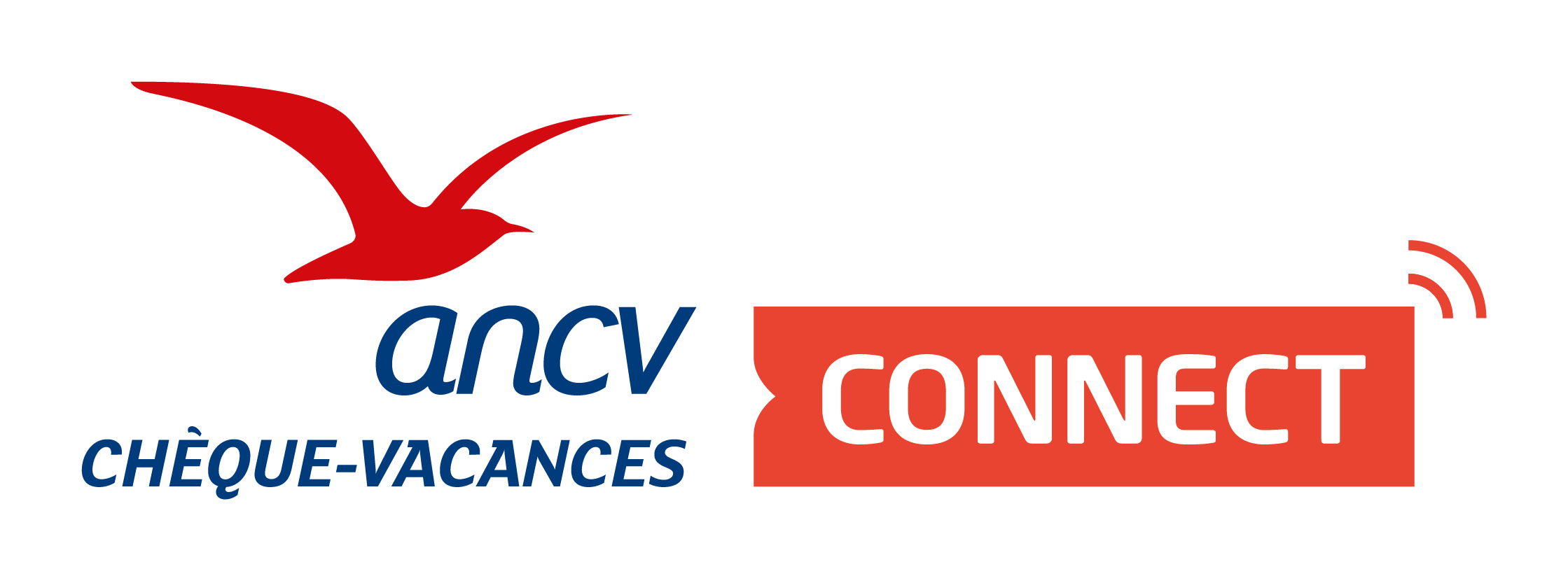 Logo ANCV Chèque-Vacances Connect avec l'oiseau rouge et le bandeau "CONNECT".